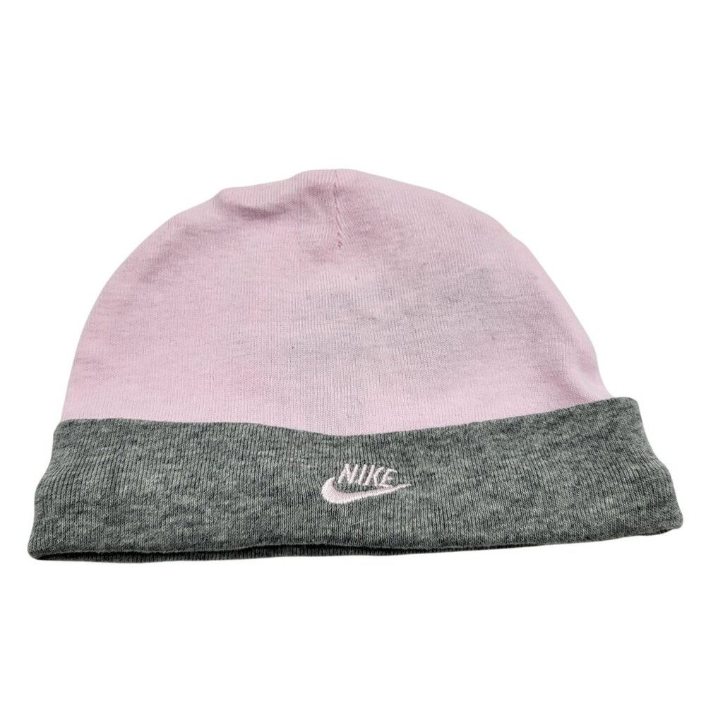 Nike Pink & Gray Infant Baby Girl Beanie 0-6 Months Newborn Pink Grey